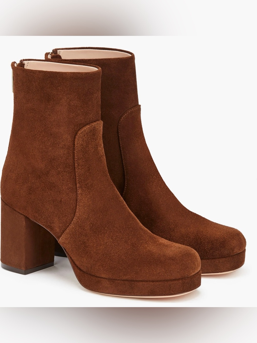 Agl Betty Pure Suede Platform Ankle Boots in Chestnut size 37